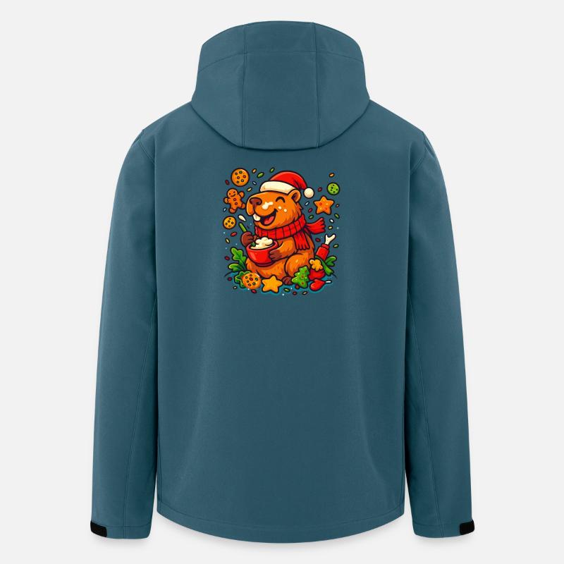 Capybara backt Weihnachtskekse –  Weihnachtsmotiv - Recycelte Männer Softshell-Jacke von Stanley/Stella - Dunkles Petrol