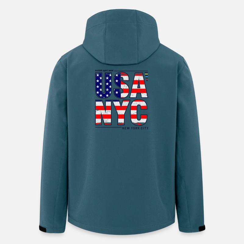 USA NYC Flagge Buchstaben - Recycelte Männer Softshell-Jacke von Stanley/Stella - Dunkles Petrol