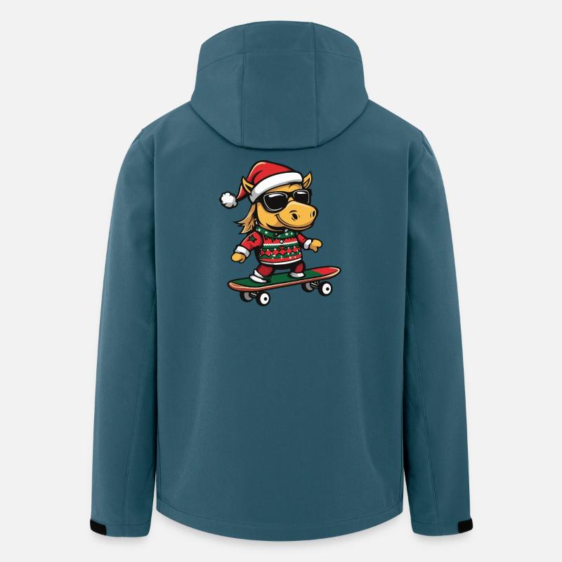 Pferd Weihnachten Lustig - Recycelte Männer Softshell-Jacke von Stanley/Stella - Dunkles Petrol