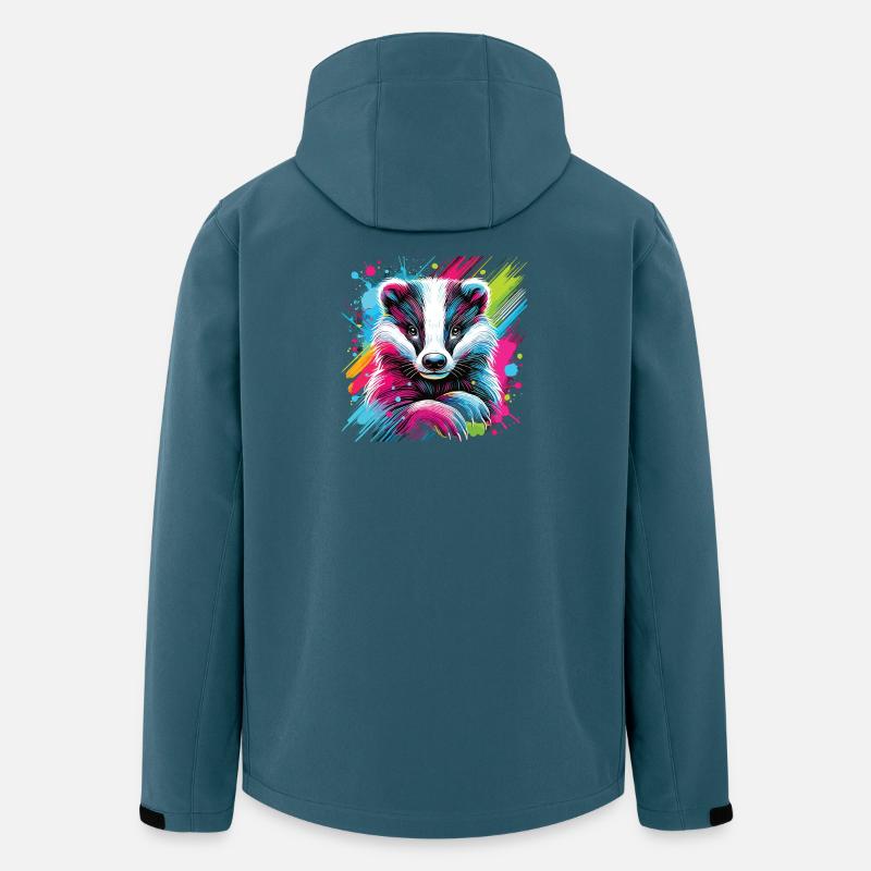 Neon Dachs Splash Kunst - Recycelte Männer Softshell-Jacke von Stanley/Stella - Dunkles Petrol