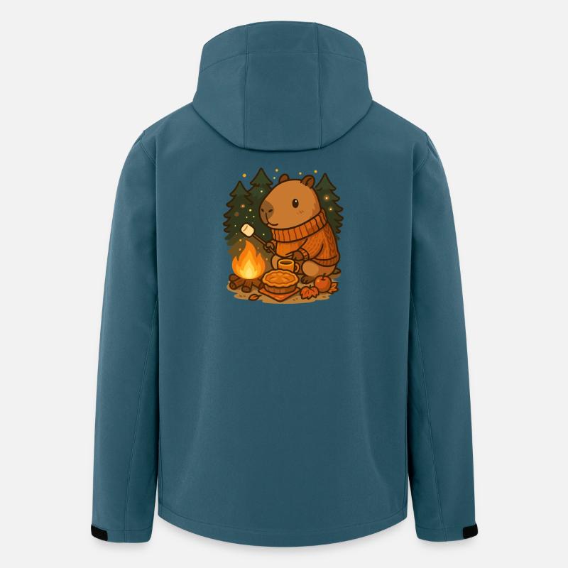 Capybara Campfire – Cozy Nights & Autumn Mood - Recycelte Männer Softshell-Jacke von Stanley/Stella - Dunkles Petrol