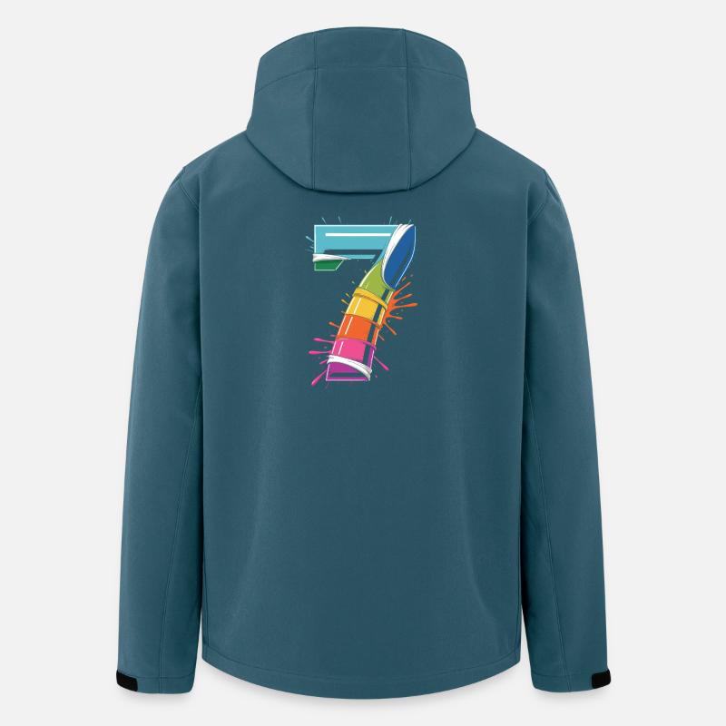 Regenbogen7 Spritzdesign - Recycelte Männer Softshell-Jacke von Stanley/Stella - Dunkles Petrol