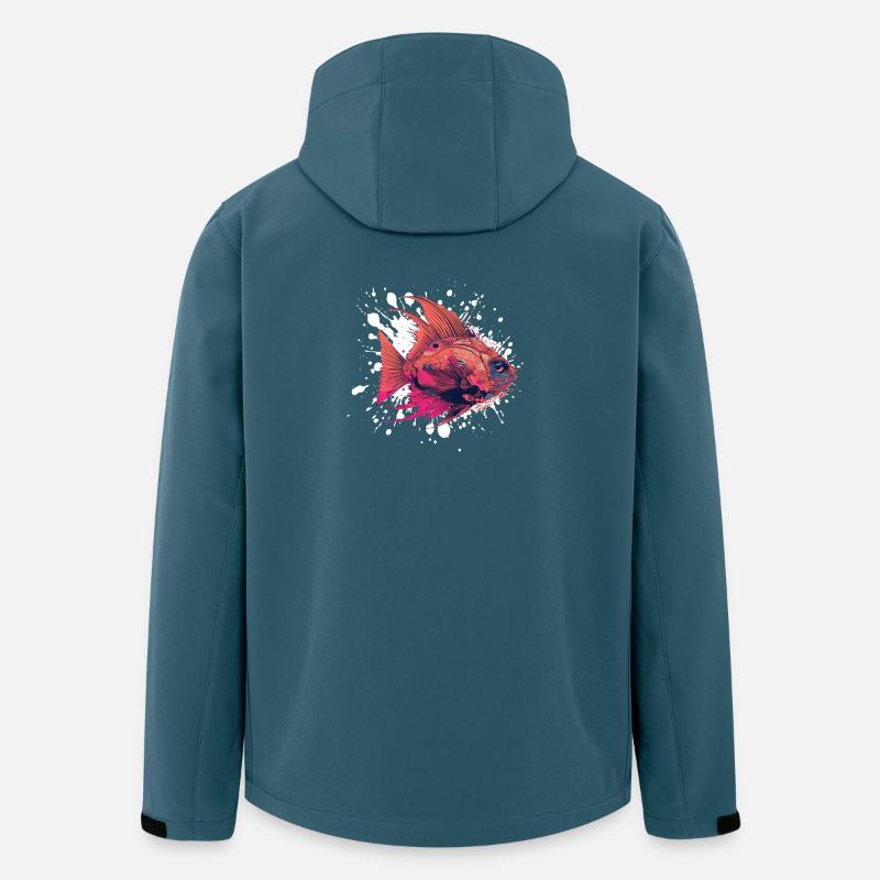 Blobs de poisson - Veste softshell homme en polyester recyclé Stanley/Stella - bleu pétrole foncé