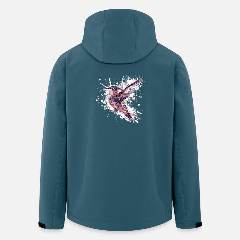 Aquarelle Colibri Éclaboussure - Veste softshell homme en polyester recyclé Stanley/Stella - bleu pétrole foncé