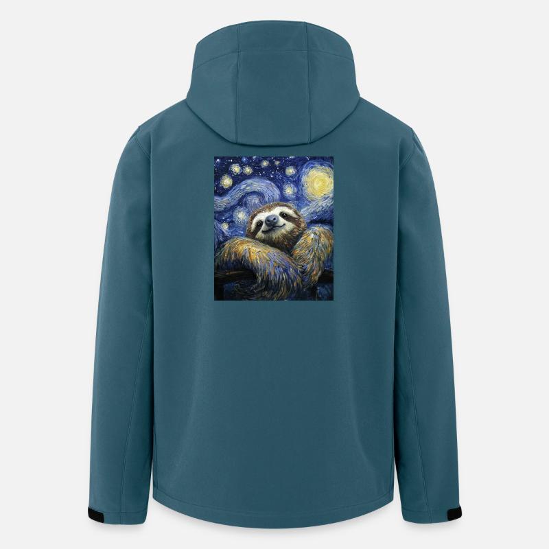 Faultier Van Gogh Style Starry Night - Recycelte Männer Softshell-Jacke von Stanley/Stella - Dunkles Petrol