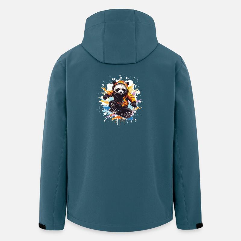 Panda Snowboard - Recycelte Männer Softshell-Jacke von Stanley/Stella - Dunkles Petrol