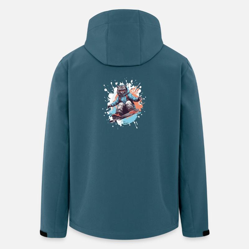 Katze Snowboard - Recycelte Männer Softshell-Jacke von Stanley/Stella - Dunkles Petrol