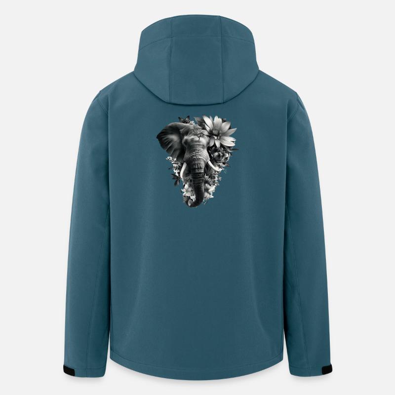 Monochrome Floral Elephant - Men’s Recycled Softshell Jacket by Stanley/Stella - stargazer