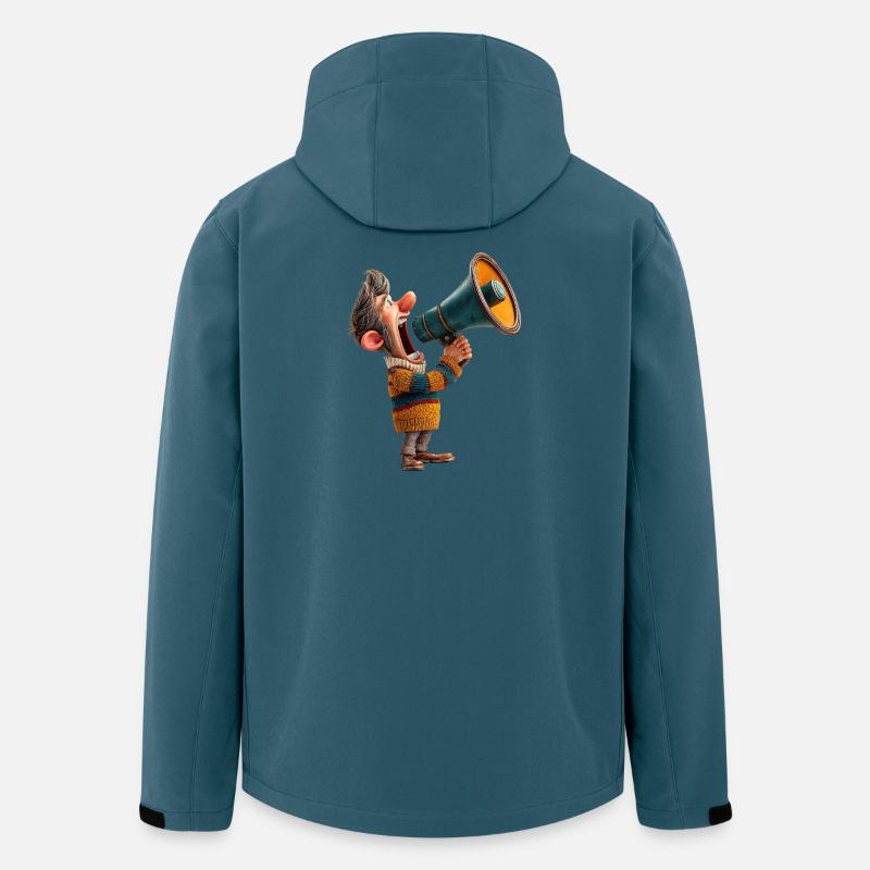 Karikatur Megafon Redner - Recycelte Männer Softshell-Jacke von Stanley/Stella - Dunkles Petrol