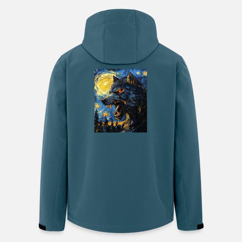 Werwolf Wolf Van Gogh Style - Recycelte Männer Softshell-Jacke von Stanley/Stella - Dunkles Petrol