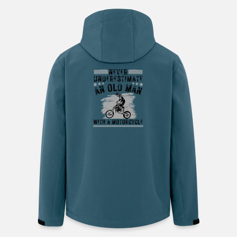 Alter Mann mit Motorrad Zitat - Recycelte Männer Softshell-Jacke von Stanley/Stella - Dunkles Petrol