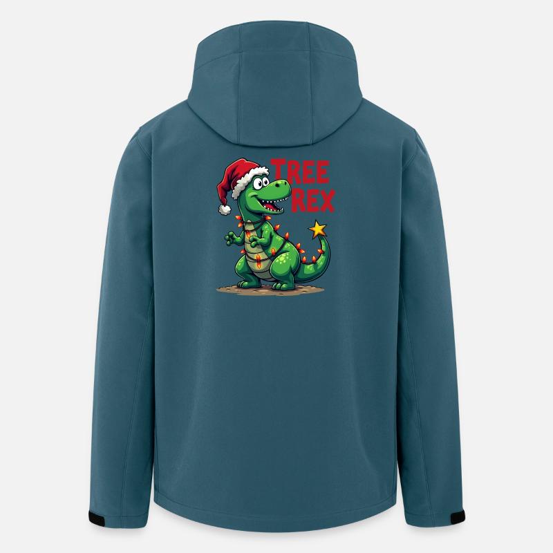 Christmas Dino – Lustiger T-Rex mit Weihnachtsbaum - Recycelte Männer Softshell-Jacke von Stanley/Stella - Dunkles Petrol