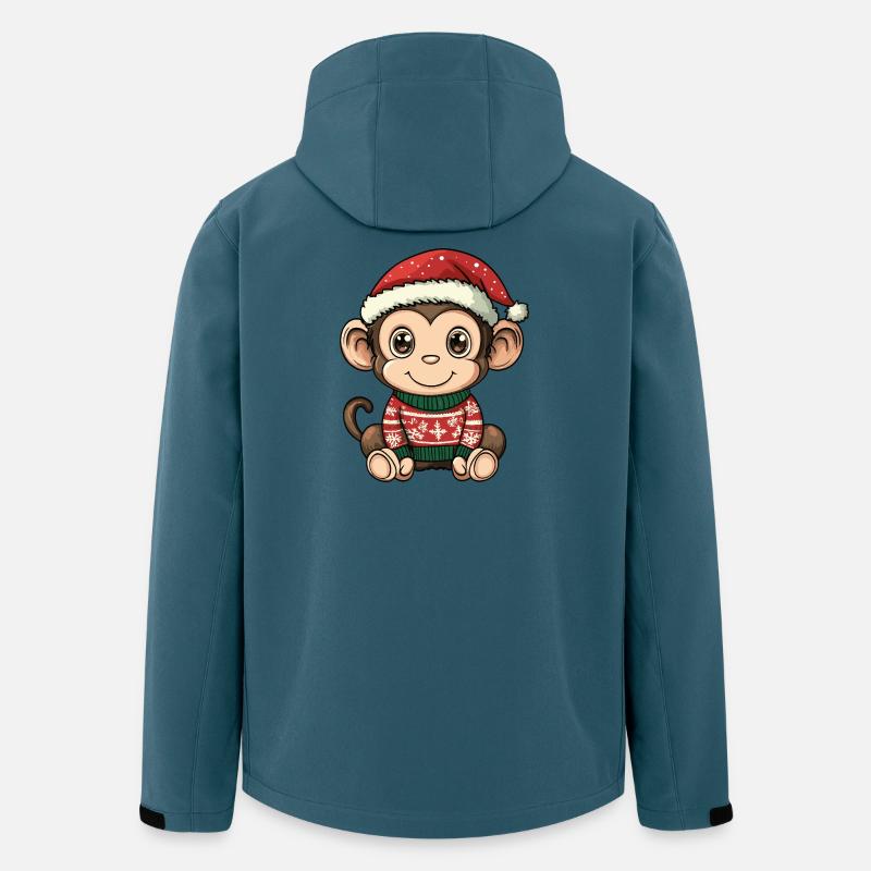 Affe Weihnachten - Recycelte Männer Softshell-Jacke von Stanley/Stella - Dunkles Petrol