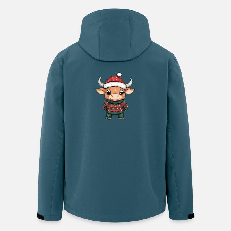Taureau Noël - Veste softshell homme en polyester recyclé Stanley/Stella - bleu pétrole foncé