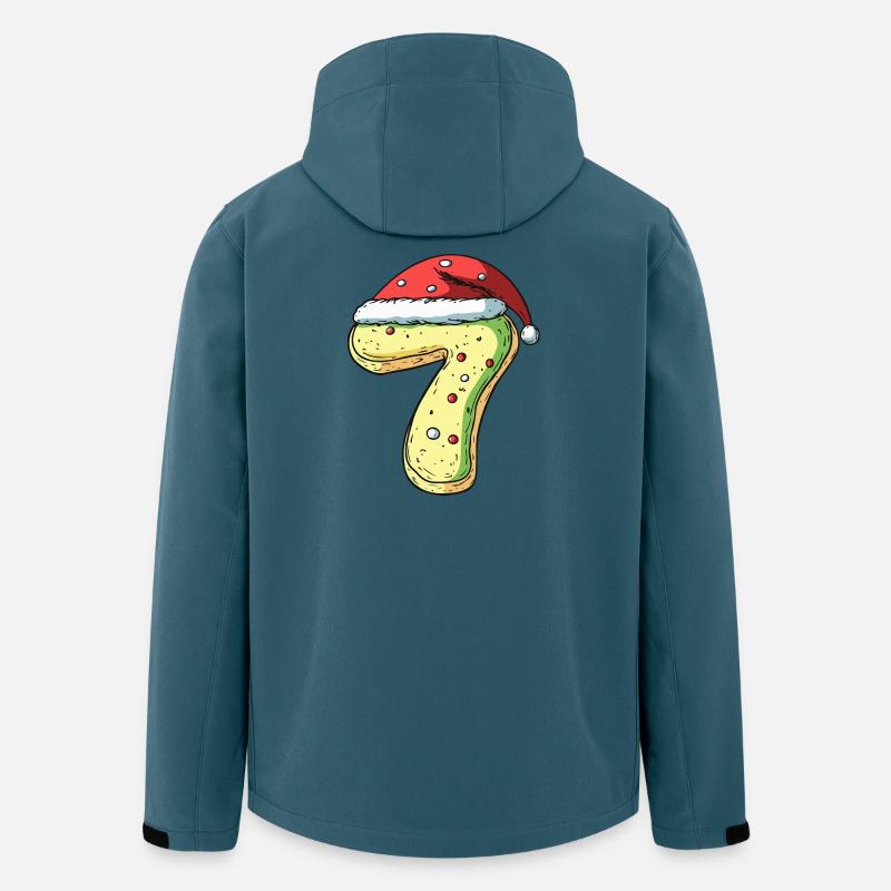 Biscuit de Noël à 7 chiffres - Veste softshell homme en polyester recyclé Stanley/Stella - bleu pétrole foncé