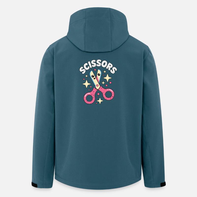 Schere Stein Papier Kawaii Scissors - Recycelte Männer Softshell-Jacke von Stanley/Stella - Dunkles Petrol