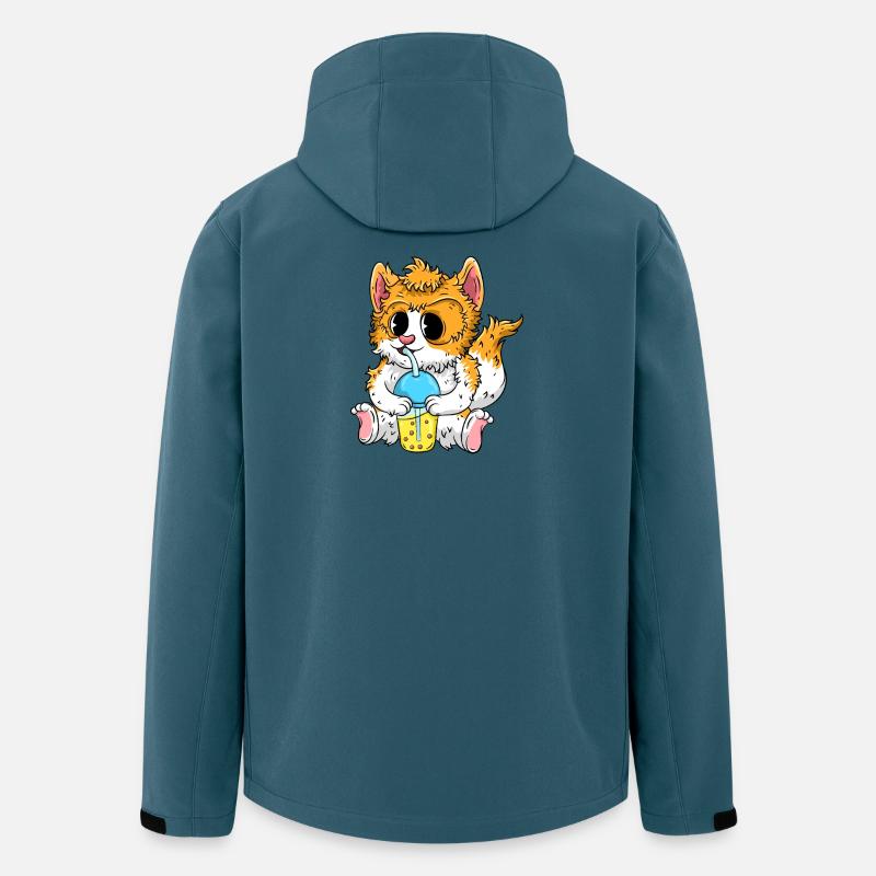 Süße Katze mit Bubble Tea - Recycelte Männer Softshell-Jacke von Stanley/Stella - Dunkles Petrol