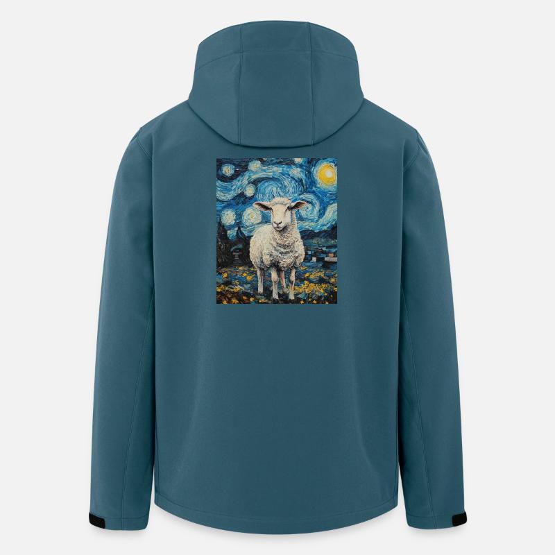 Schaf Van Gogh Style Starry Night - Recycelte Männer Softshell-Jacke von Stanley/Stella - Dunkles Petrol