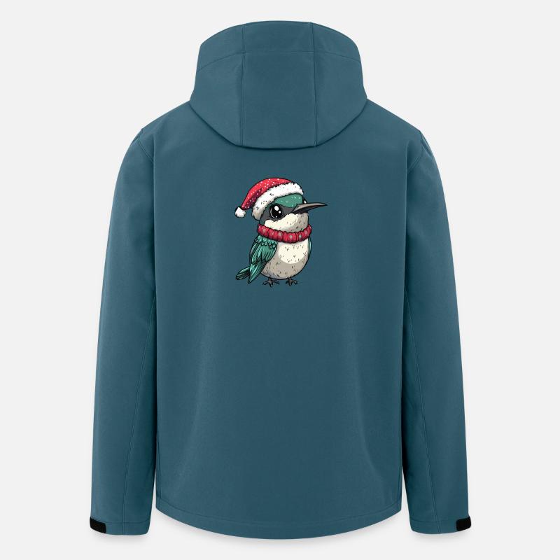 colibri oiseau Noël - Veste softshell homme en polyester recyclé Stanley/Stella - bleu pétrole foncé