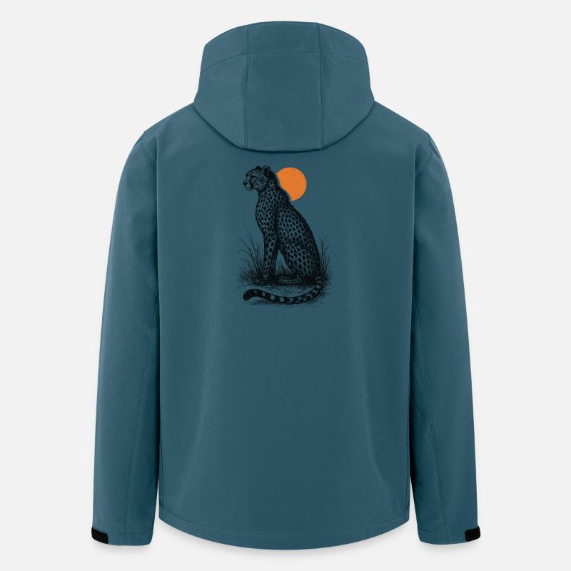 Gepard im Sonnenuntergang - Recycelte Männer Softshell-Jacke von Stanley/Stella - Dunkles Petrol