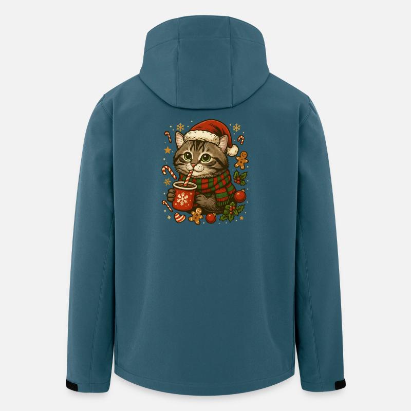 Katze an Weihnachten - Recycelte Männer Softshell-Jacke von Stanley/Stella - Dunkles Petrol