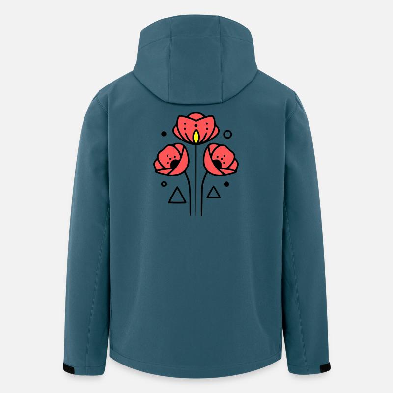 mohnblume-mohnblumen-minimalistisch-line-art-2 - Recycelte Männer Softshell-Jacke von Stanley/Stella - Dunkles Petrol