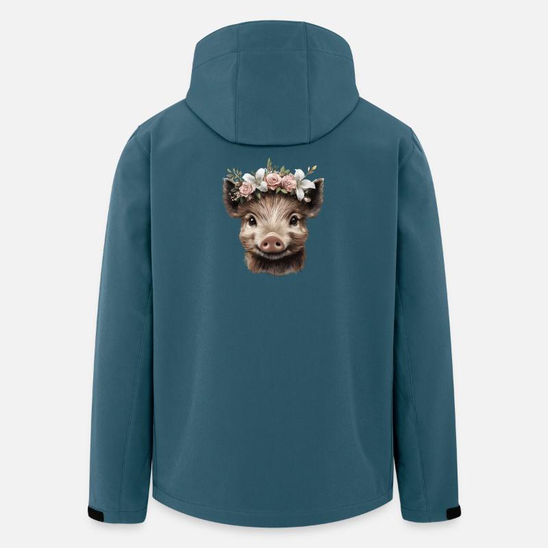 Pig with Flower Crowns Design - Men’s Recycled Softshell Jacket by Stanley/Stella - stargazer