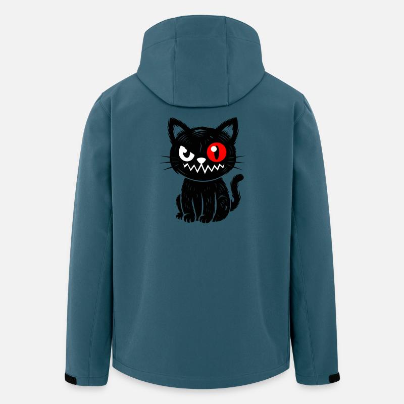 Schwarze Katze mit rotem Auge sitzend  - Recycelte Männer Softshell-Jacke von Stanley/Stella - Dunkles Petrol
