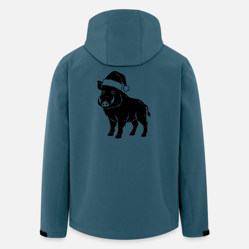 Vecteur de sanglier de Noël - Veste softshell homme en polyester recyclé Stanley/Stella - bleu pétrole foncé