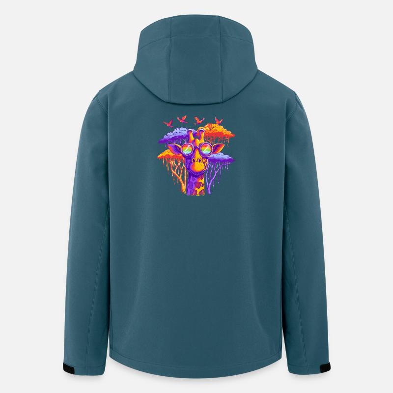 Fantasie Giraffe mit Regenbogenbrille - Recycelte Männer Softshell-Jacke von Stanley/Stella - Dunkles Petrol