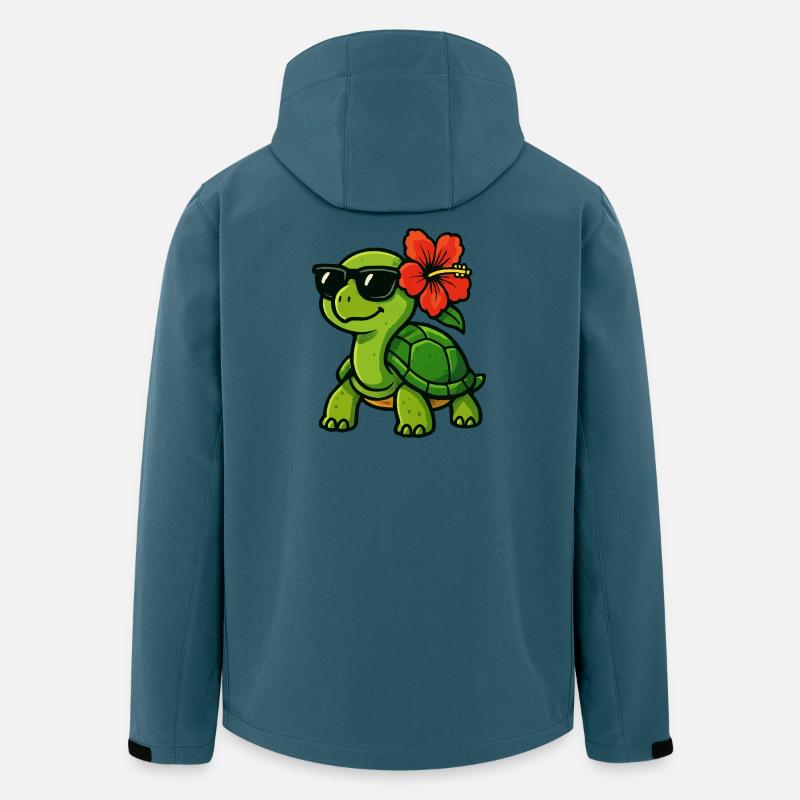 Sonnenschildkröte mit Hibiskus - Recycelte Männer Softshell-Jacke von Stanley/Stella - Dunkles Petrol
