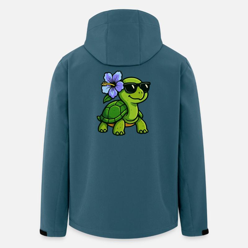 Tortue avec fleur d’hibiscus - Veste softshell homme en polyester recyclé Stanley/Stella - bleu pétrole foncé