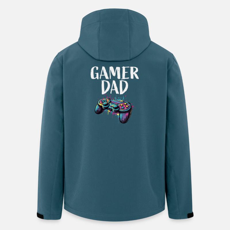 Gamer Dad Controller Farbexplosion - Recycelte Männer Softshell-Jacke von Stanley/Stella - Dunkles Petrol