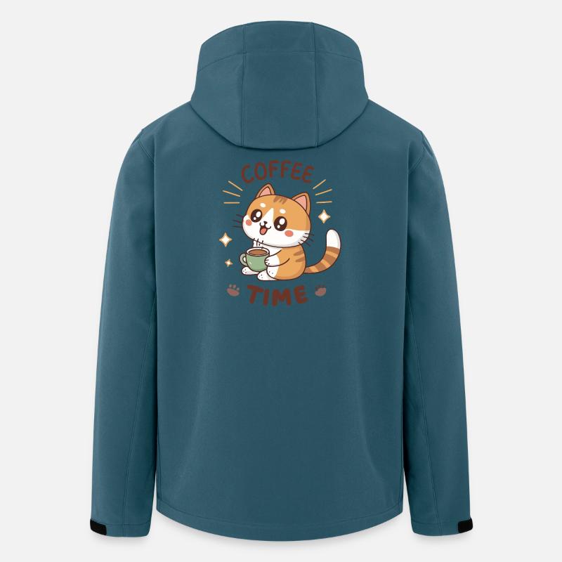 Süßer Kaffee-Latte-Kater - Recycelte Männer Softshell-Jacke von Stanley/Stella - Dunkles Petrol