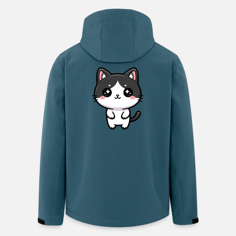 Kawaii-Katze mit Sternenaugen - Recycelte Männer Softshell-Jacke von Stanley/Stella - Dunkles Petrol