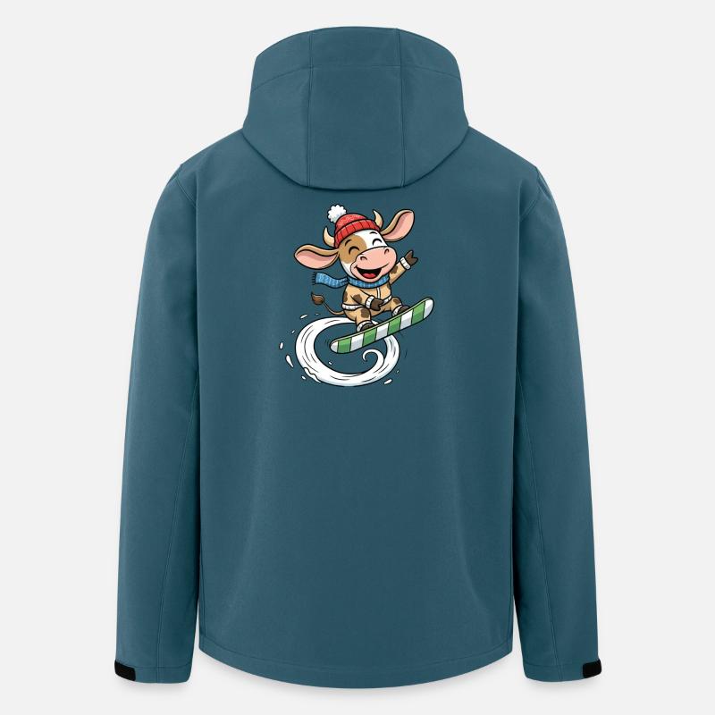 Lustige Snowboard Kuh Winter Spaß - Recycelte Männer Softshell-Jacke von Stanley/Stella - Dunkles Petrol