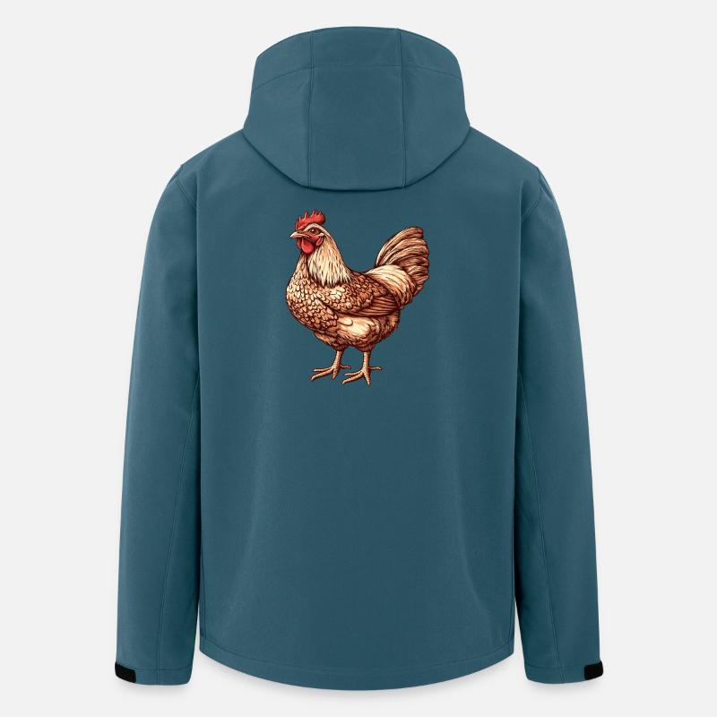 Lebendige Huhn-Illustration - Recycelte Männer Softshell-Jacke von Stanley/Stella - Dunkles Petrol