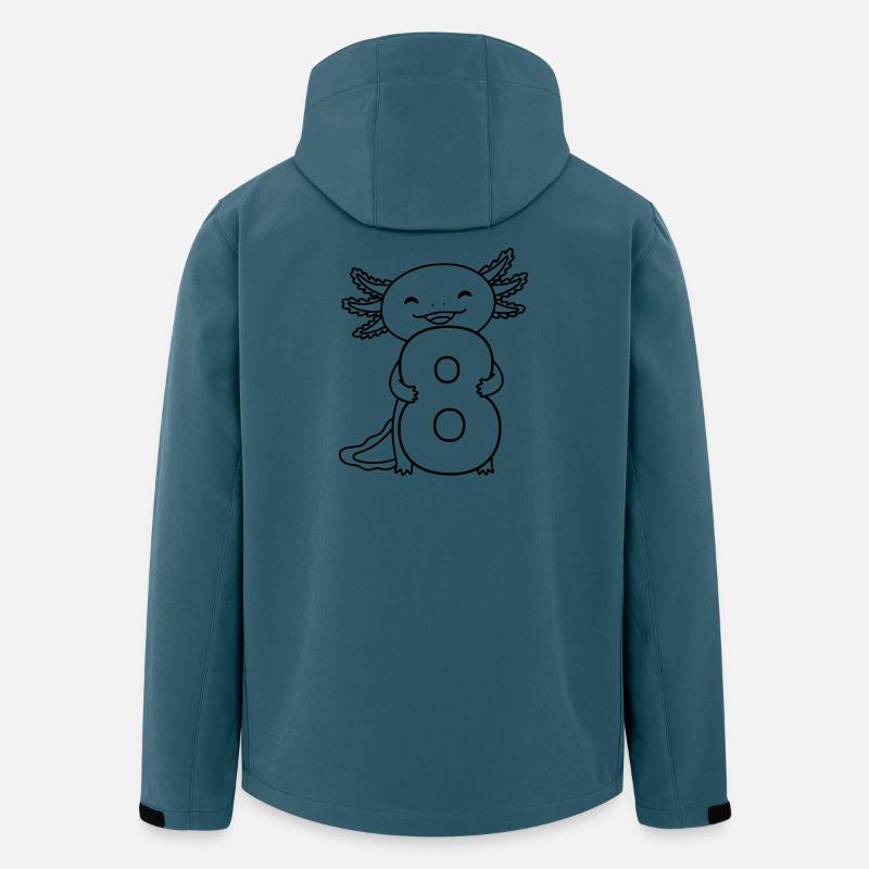 Axolotl with number 8 cartoon illustration - Men’s Recycled Softshell Jacket by Stanley/Stella - stargazer