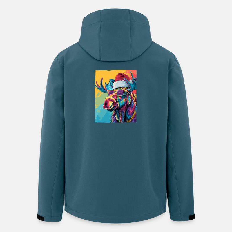 Elch Weihnachten Porträt - Recycelte Männer Softshell-Jacke von Stanley/Stella - Dunkles Petrol