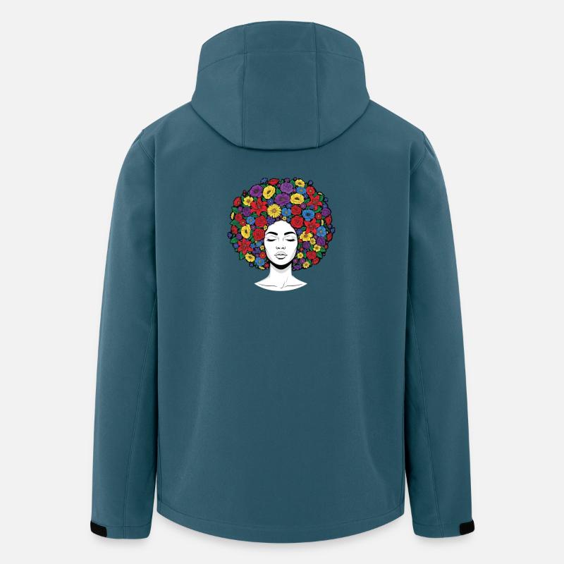 Blumen-Afro – Schwarze Geschichte Melanin-Stolz - Recycelte Männer Softshell-Jacke von Stanley/Stella - Dunkles Petrol