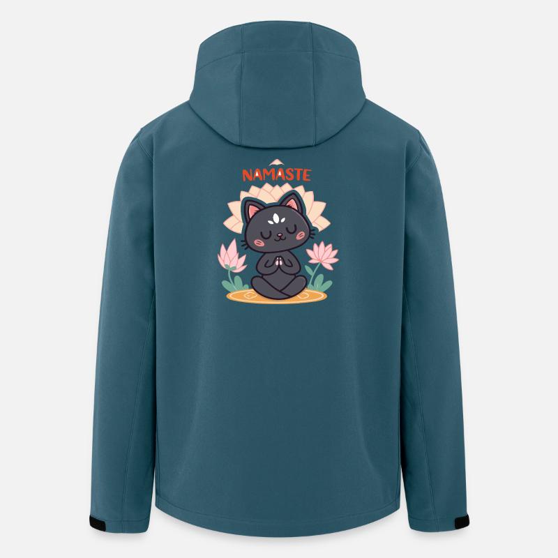 Zen-Katze Namaste und Lotus - Recycelte Männer Softshell-Jacke von Stanley/Stella - Dunkles Petrol