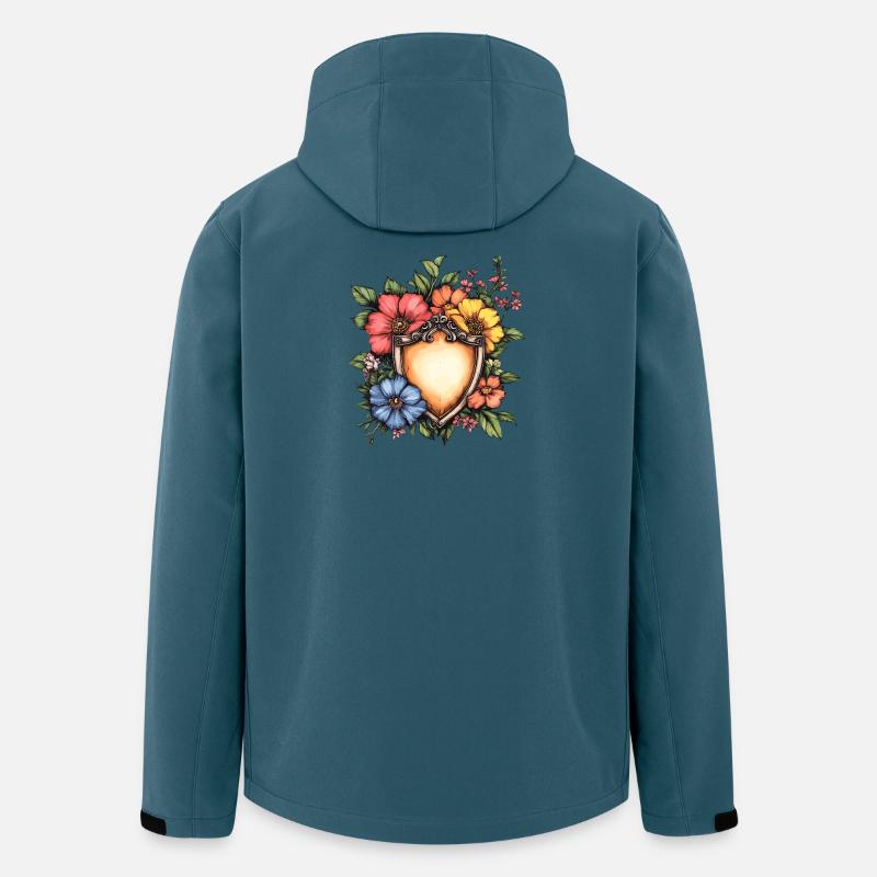 Blumen-Schild im Farbspiel - Recycelte Männer Softshell-Jacke von Stanley/Stella - Dunkles Petrol