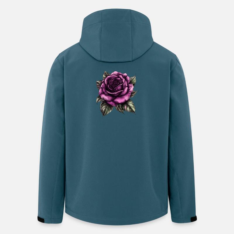 Purpurrose auf schwarzem Hintergrund - Recycelte Männer Softshell-Jacke von Stanley/Stella - Dunkles Petrol