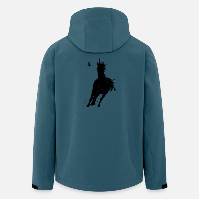 Dynamische Laufpferd  mit asiatischer Zeichenkunst - Recycelte Männer Softshell-Jacke von Stanley/Stella - Dunkles Petrol