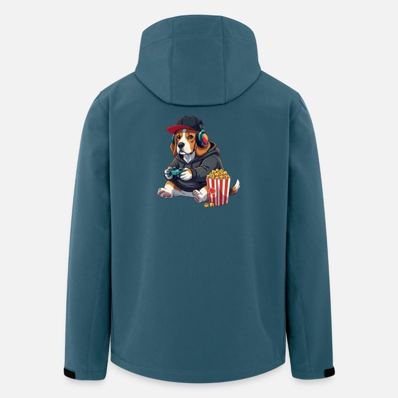 Beagle-Gamer-Hund mit Popcorn - Recycelte Männer Softshell-Jacke von Stanley/Stella - Dunkles Petrol