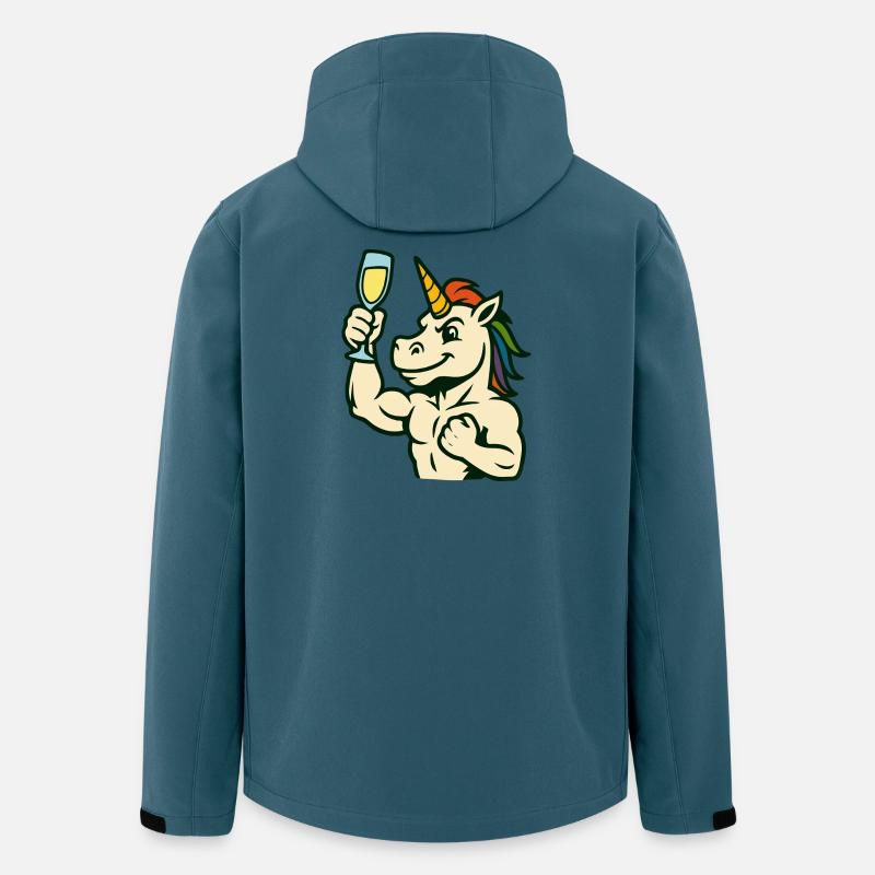 Einhorn-Toast-Glas-Starkes Festmaskottchen - Recycelte Männer Softshell-Jacke von Stanley/Stella - Dunkles Petrol
