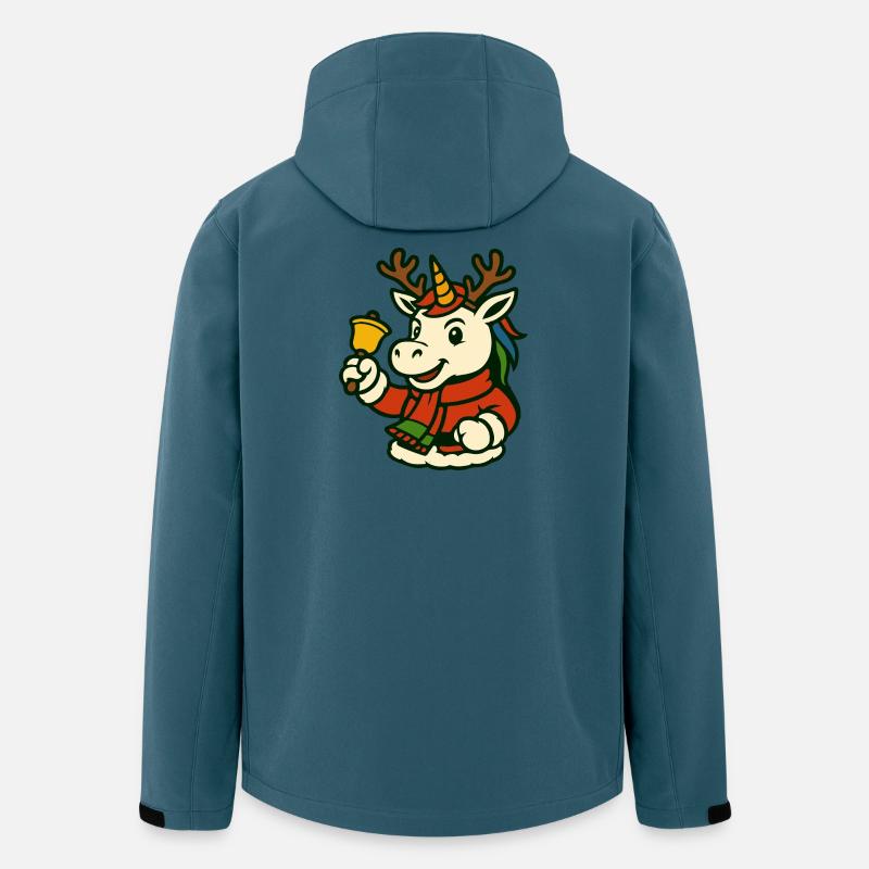 Weihnachtseinhorn mit Glocken-Maskottchen-Kunst - Recycelte Männer Softshell-Jacke von Stanley/Stella - Dunkles Petrol