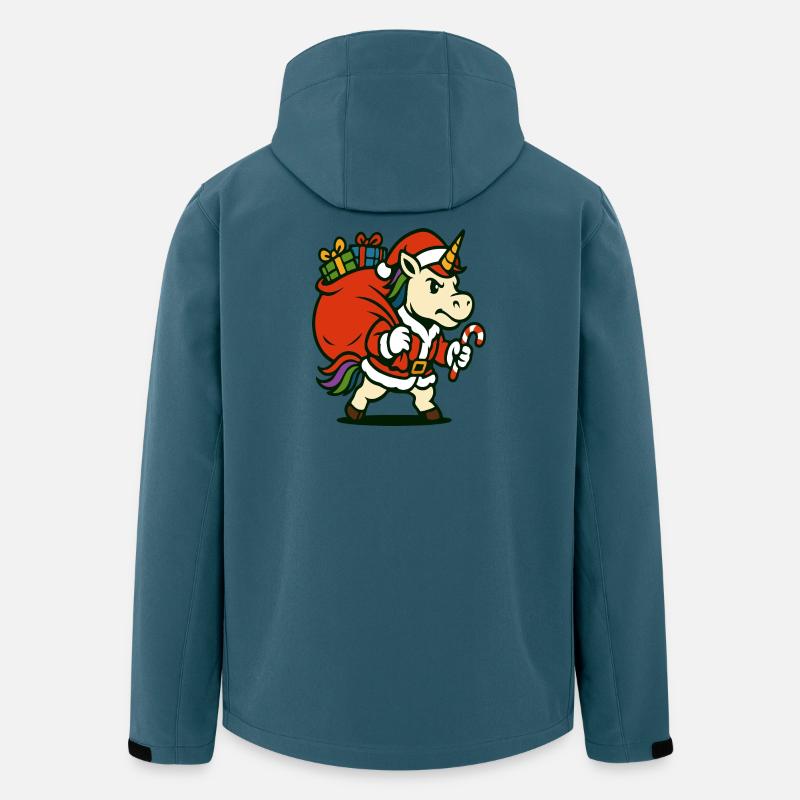 Starker Weihnachtsmann-Einhorn mit Geschenktüte - Recycelte Männer Softshell-Jacke von Stanley/Stella - Dunkles Petrol