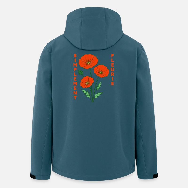 Simplement fleurie - Illustration florale rétro - Veste softshell homme en polyester recyclé Stanley/Stella - bleu pétrole foncé