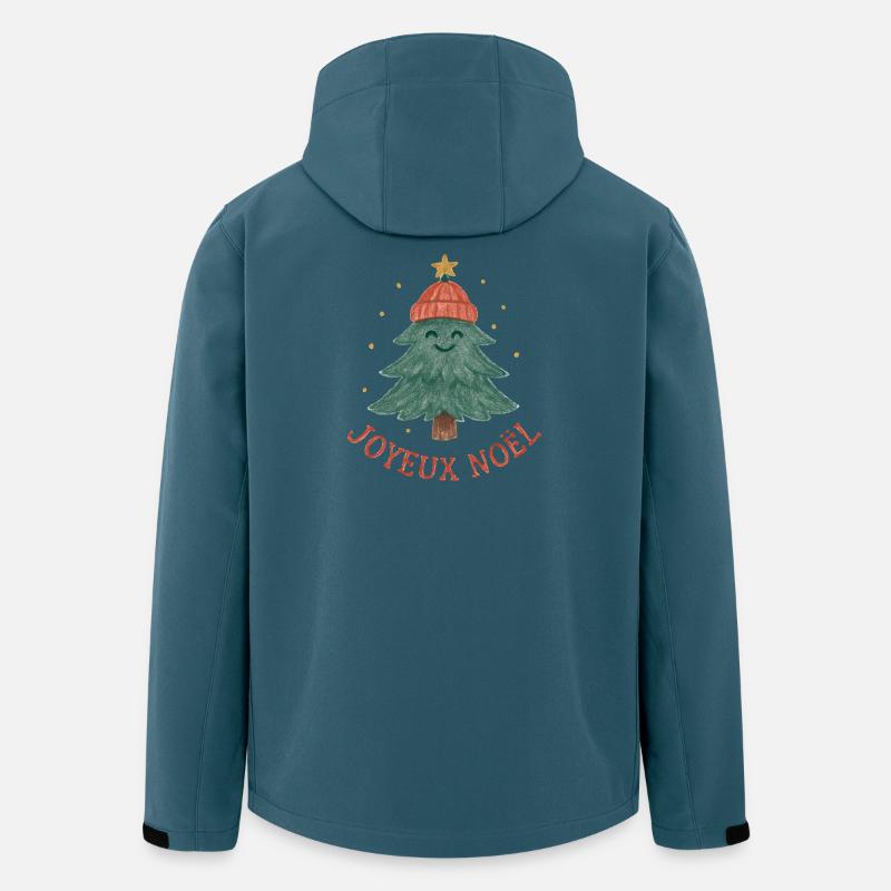 Frohe Weihnachtsbaum mit rotem Hut - Recycelte Männer Softshell-Jacke von Stanley/Stella - Dunkles Petrol